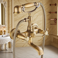 Mitigeur de douche en laiton design vintage Robinet mural pour pommeau de douche à main Robinet de baignoire