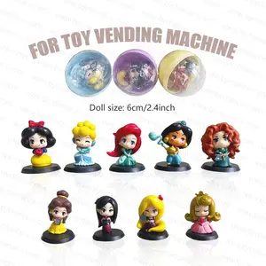 popular fairy tale hot cartoon toy for young girls princess figure doll 3 inch toy vending machine plastic ball filler toy