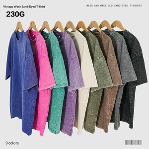 T-shirt a maniche corte in cotone pettinato, lavaggio vintage, vestibilità ampia, traspirante, di tendenza, per l'estate, stile urbano - Product Image 1