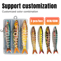 MISTER LURE 3pcs/box 19.8g 135mm Umpan Ikan Robotik Bercahaya Mata 3D Swimbait Umpan Keras Berengsel Set Umpan Pancing