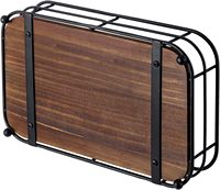 Porte-serviettes rustique en fil métallique noir avec base en bois massif, plateau de rangement pour serviettes de toilette pour salle de bain et comptoir de cuisine