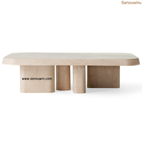 Table basse d'extérieur de qualité supérieure en marbre poli à la main à grain unique Style minimaliste moderne Utilisation par tous les temps pour les hôtels