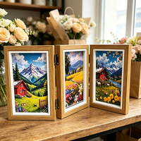 Bingkai Foto Dinding Modern 6 Inci Desain Unik, Bingkai Foto Pernikahan dengan Subjek Bunga, Set Bingkai Foto Lipat Tiga Kombinasi Buatan Tangan