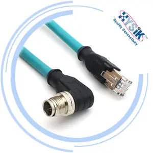 M12 X-Code 8Pin штекер к RJ45 штекер Прямоугольный штекер литой кабель 10 Гбит/с Cat 6A 4x2x26AWG PUR Ethernet-кабель