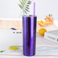 Gobelet isotherme fin en acier inoxydable à double paroi de 20 oz avec logo personnalisé, couleur métallique, performance thermique de 6 à 12 heures
