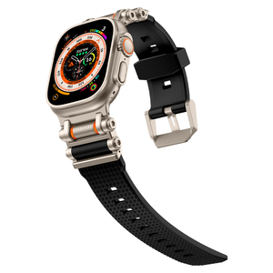 Bracelet de montre en silicone Destiny Gear Design avec connecteur en acier inoxydable pour Apple Watch Ultra 2 41/45/49 mm et toutes les séries IWatch - Product Image 5