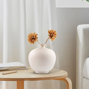 Nordic Style Minimalist White Ceramic Decorative Vase With Smooth Glaze for Living Room Dried Fresh <b>Flower</b> Arrangement <b>Display</b> - Product Image 3