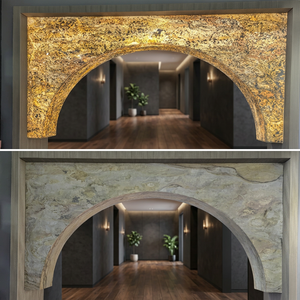 แผ่นหินวีเนียร์โปร่งแสงสีเงินเงา ดีไซน์แบบ Flatstone  ผิวสะท้อนแสง สำหรับตกแต่งผนังและฝ้าเพดานภายใน - Product Image 6