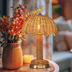Nordic 2700K Cordless <b>Rechargeable</b> <b>Table</b> <b>Lamp</b> for Restaurant Hotel Living Room Rattan Chargeable Light - Product Image 1