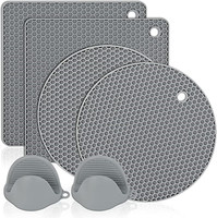 Sous-plats en silicone de qualité supérieure, épais, résistants à la chaleur et durables, avec maniques de four, sous-plats pour casseroles chaudes en silicone, coussinets en silicone