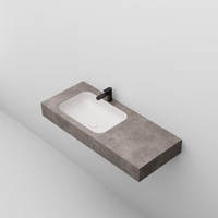 BOWEIYA Lavabo mural moderne à cuve unique en dalle de roche, rectangulaire, capacité 9L, pour salle de bain, hôtel, villa, couleur personnalisable