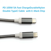 Cable USB2.0 Tipo-C Macho a Macho de 2 Metros, PD 100W, 5A, Carga Rápida, Cable Doble Tipo-C de Nailon Resistente