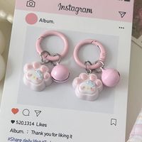 KC044 Porte-clés en plastique/résine en forme de patte de chat mignon de dessin animé, pendentif pour sac à dos, cadeaux, jouets