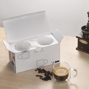 Logo personalizzato doppia parete tazza di <span class=keywords><strong>vetro</strong></span> isolato calore tazza di <span class=keywords><strong>caffè</strong></span> trasparente tazza di <span class=keywords><strong>vetro</strong></span> con manico - Product Image 3