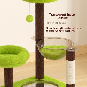 คอนโดแมวหรูหราสีเขียว หลายชั้น ดีไซน์เรียบง่าย สนุกสนาน พร้อมเสาปีนป่ายทำจากไซซอล - Product Image 6