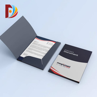 Dossiers de présentation en papier couché A4 écologiques avec logo personnalisé, fente pour cartes de visite, plastification et service d'impression offset