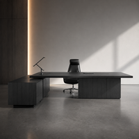 Bureau de direction en bois MDF en forme de L de luxe avec tiroirs latéraux extensibles, mobilier commercial moderne