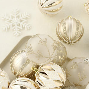Set di Decorazioni Natalizie Ciondoli Pallina di Natale con Pittura Aliena Bianco Champagne Chiaro Accessori per Ciondoli Albero di Natale - Product Image 4