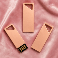 Flashdisk Rose Gold USB 2.0, Pen Drive Logam Paduan Seng, Memory Stick Kecepatan Tinggi, Desain Gantungan Kunci Segitiga