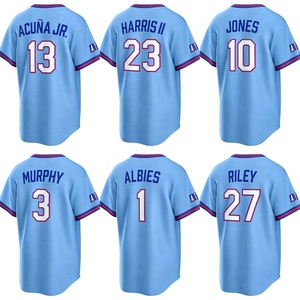 Maillot de baseball américain City Connect 2026 brodé – <span class=keywords><strong>13</strong></span> Ronald Acuna Jr., 28 Olson, 10 Jones, 27 Riley, 44 Aaron, 1 Albies - Product Image 3
