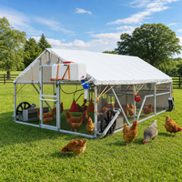 Poulailler mobile de jardin 6x3x2m en aluminium léger pour poulets de basse-cour, abri pour élevage en plein air