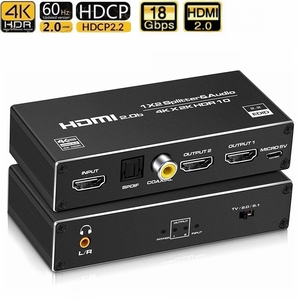 Répartiteur <span class=keywords><strong>HDMI</strong></span> 2.0 4K 60Hz 1x2, 1 entrée 2 sorties, 4k 60Hz, 2 ports, répartiteur <span class=keywords><strong>HDMI</strong></span> HDCP 2.2 HDR avec extracteur audio <span class=keywords><strong>jack</strong></span> 3,5 mm pour PS4 PS5 - Product Image 2
