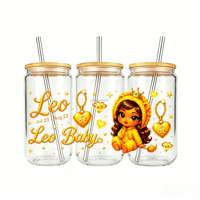 Cadeaux uniques pour filles, figurines de dessins animés mignonnes, autocollants de transfert UV DTF pour gobelets de 16 oz, accessoires de décoration pour verres