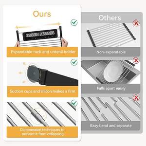 Estante <span class=keywords><strong>de</strong></span> secado <span class=keywords><strong>de</strong></span> <span class=keywords><strong>platos</strong></span> <span class=keywords><strong>enrollable</strong></span> extensible con cesta <span class=keywords><strong>de</strong></span> almacenamiento extensible <span class=keywords><strong>Escurridor</strong></span> <span class=keywords><strong>de</strong></span> <span class=keywords><strong>platos</strong></span> <span class=keywords><strong>Escurridor</strong></span> <span class=keywords><strong>de</strong></span> acero inoxidable plegable - Product Image 2