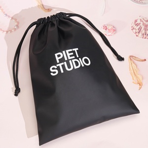 Custom Logo Printed Black <b>Drawstring</b> Pu Leather <b>Makeup</b> Power Bank Packaging <b>Bag</b> Waterproof Leather Cosmetic Pouch - Product Image 6