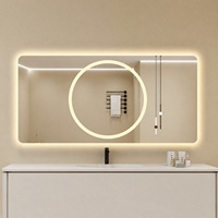 Miroir de salle de bain anti-buée mural moderne CF, forme rectangulaire, éclairage intégré, miroir LED intelligent à détection tactile pour hôtel