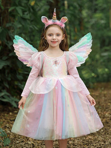 Vestido de Princesa My Little <span class=keywords><strong>para</strong></span> <span class=keywords><strong>Niñas</strong></span>, Disfraz de Cosplay Infantil con Diseño de Arcoíris, Alas de <span class=keywords><strong>Unicornio</strong></span>, Adornado con Cuentas, Estampado, <span class=keywords><strong>para</strong></span> <span class=keywords><strong>Niñas</strong></span> de 17 Años - Product Image 6