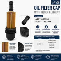 Tapa de Filtro de Aceite Elite con Papel de Filtro para Mercedes-Benz M271 DE18 OE A2711800338+ A2711800309 A2711800409 A2711800509
