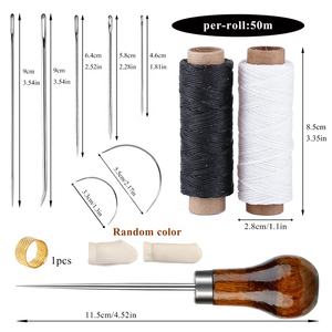 M034 Agujas de tapicería Diy Juego de costura de <span class=keywords><strong>hilo</strong></span> encerado Cunas para dedos <span class=keywords><strong>Dedal</strong></span> Juego de herramientas de costura de cuero para reparación de costura - Product Image 2