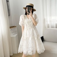 Organza Soluble Dans L'eau Lait Soie Chrysanthème Broderie Maille Tissu Broderie Tissu pour Robe de Femme