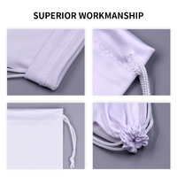 Vente flash en gros 10*15cm Pochette cadeau en polyester blanc personnalisée avec cordon de serrage de haute qualité Sac à cordon de serrage personnalisé doux pour collier