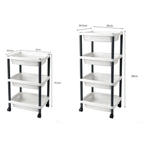 Carrello da Cucina a 3 Ripiani con Ruote, Scaffali Mobili e Organizer in Plastica per Snack in Camera da Letto - Product Image 5