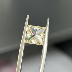 Pierres précieuses en zircone cubique de qualité 5A, couleur jaune clair, forme carrée, taille princesse, pierres CZ synthétiques, perles pour bijoux - Product Image 2