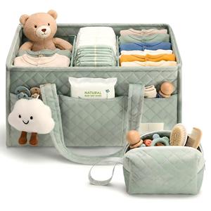 Organizador de Pañales para Bebé, Cesta para Bebé, Regalo para Baby Shower, Cesta Portátil para Cambiar Pañales, Bolsa de Transporte y Almacenamiento Postparto - Product Image 1