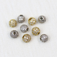 Diy Argent ou Or taille différente Bijoux Accessoires Plaqué Or 18k Clignotant Zircon Rétro Perle Perles Lâches