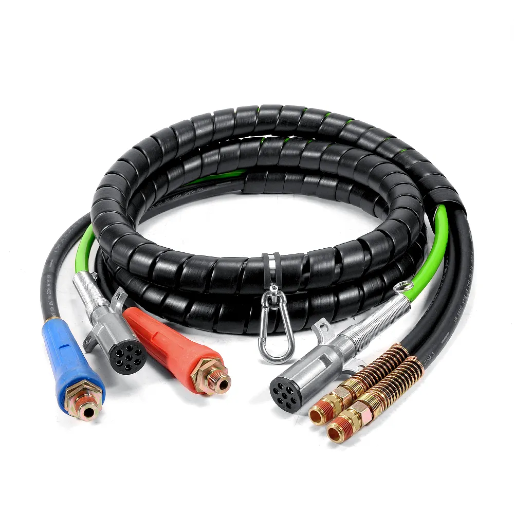 12 Ft römork konektörü bobin kablosu 3 in 1 kamyon hortum Spiral ABS elektrik kablosu kauçuk hava hattı hortum düzenekleri