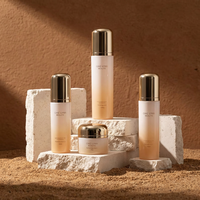 Ensemble d'emballages cosmétiques cylindriques écologiques recyclables OEM/ODM, flacon en verre rose givré vide avec logo personnalisé
