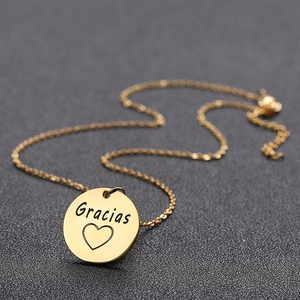 Collar con Colgante <span class=keywords><strong>de</strong></span> Disco Redondo <span class=keywords><strong>de</strong></span> Acero Inoxidable Grabado, Regalo Inspirador <span class=keywords><strong>de</strong></span> <span class=keywords><strong>Amistad</strong></span> para Ella - Product Image 5