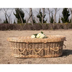 Ataud-ataúd de Mascota para bebé, casquete de perro, ataúd de algas marinas y ataúd funerario biodegradable, de mimbre para funeral o cremación