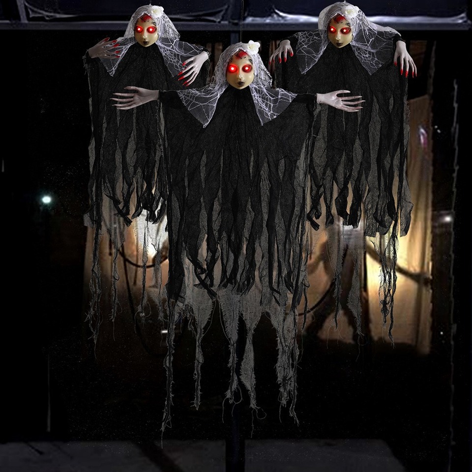 Youlun Hot Sale Dc Power Halloween Electric Skeleton Glowing Eyes Witches For Halloween Horror Party Decoration