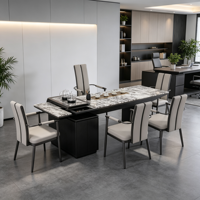 Ensemble de table à thé en pierre frittée avec panneau latéral extensible et chaises pour bureau, villa, hôtel – Vente en gros OEM ODM