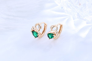 Pendientes de Oro de 18K con Circonita Cúbica en Forma de Cisne, Joyería para Mujer, Modelo Huggies 2023 - Product Image 4