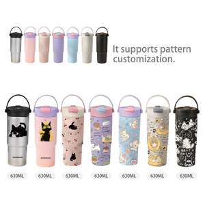 Gobelets en céramique personnalisés de 30oz en acier inoxydable bouteilles d'eau en métal isolées et durables avec paille à rabat pour le café et le camping - Product Image 3