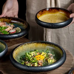 Platos de cena con esmalte dividido en hielo único, vajilla de porcelana <span class=keywords><strong>para</strong></span> restaurantes de lujo, platos de cerámica redondos de porcelana a granel baratos - Product Image 3