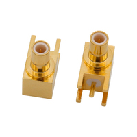 Connecteur coaxial RF SMB femelle à angle droit pour montage sur circuit imprimé, 50 ohms, type SMB-KWE, 0-3 GHz, laiton plaqué or pour module d'antenne