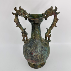 드래곤 귀를 가진 청동 꽃병 용 주조를위한 고대의 리베어를 특징으로하는 금속 공예품 - Product Image 2